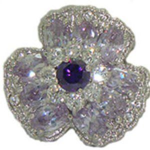 Ring purple white gold Swarovski crystal NWT